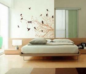 Wall Decal Bare Tree Branches and Birds Right Sided 22113