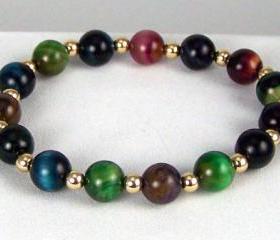 Patience Tiger Eye Gemstone Bracelet with 14K Gold Filled, Comfort Bracelet, Energy Bracelet, Free Shipping