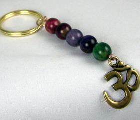 Tiger Eye Energy Keychain with Calming Ohm, Great Gift Idea, Gemstone Keychain, Zen Accessory