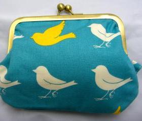 6' Fabby Purse - White & Yellow Birds on Sky Blue