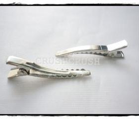 50pcs 35mm Silver Single Prong Alligator Hair Clips with Teeth C6