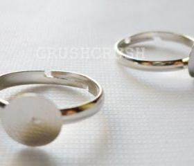 30pcs Silver tone adjustable ring pad blank findings 8mm C56x2