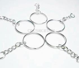  100pcs 24mm Silver Split KEY RINGS With Chain C51x2