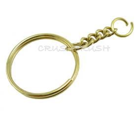  50pcs 24mm Gold Split KEY RINGS With Chain C48