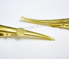 25pcs 55mm Gold ALLIGATOR Hair clips With pad And TEETH C27