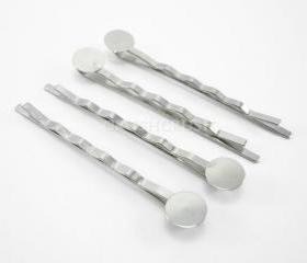  25pcs 50mm Silver steel Tone Bobby Pin with 8 mm Pad C24