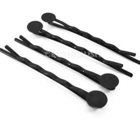  25pcs 50mm BLACK steel Tone Bobby Pin with 8 mm Pad C24