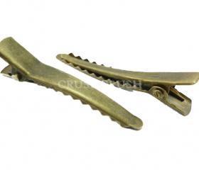  25pcs 45mm Antique BRASS Single Prong Alligator Hair Clips with Teeth C39