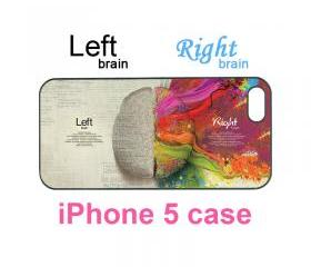 Iphone 5 case--left and right brain, durable plastic case in black or white
