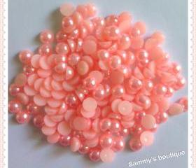 6mm light pink round half dome flatback pearl - 120 pcs