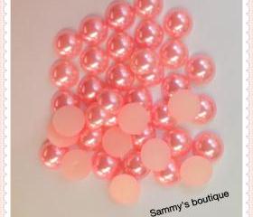 10mm light pink half dome flatback pearls - 30 pcs 