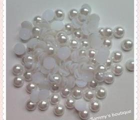 6mm white half dome flatback pearls - 120 pcs 