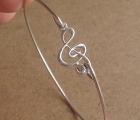 Music Note Bangle Bracelet, Simple Everyday Jewelry, Elegant gift, Bridesmaid Gift, Bridal Wedding Jewelry