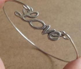 Love Bangle Bracelet, Simple Everyday Jewelry, Elegant gift, Bridesmaid Gift, Bridal Wedding Jewelry