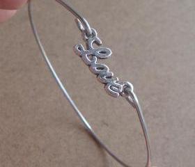 Love Bangle Bracelet, Simple Everyday Jewelry, Elegant gift, Bridesmaid Gift, Bridal Wedding Jewelry