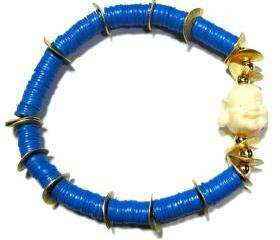 COBALT BLUE VINTAGE AFRICAN BEADS BUDDHA BRACELET