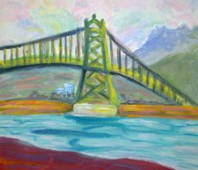 ORIGINAL acrylic painting on stretched canvas - Lion's Gate Study - 8' x 8' x 1 3/4'