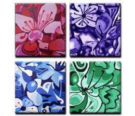 4 ORIGINAL acrylic paintings on gallery wrapped canvas - Four Cherries - 24" x 24" x 1 3/4" 