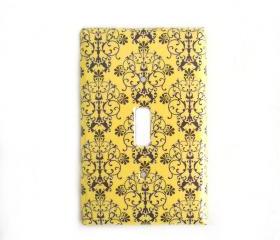 Yellow Dark Gray Switchplate Cover Case for Bedroom Kitchen or Living Room