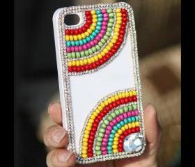 FREE WORLDWIDE SHIPPING iPhone 4S 4G case Rhinestone Crystals beads White cover