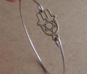 Hamsa Hand Bangle Bracelet, Simple Everyday Jewelry, Elegant gift, Bridesmaid Gift, Bridal Wedding Jewelry