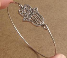 Hamsa Hand Bangle Bracelet, Simple Everyday Jewelry, Elegant gift, Bridesmaid Gift, Bridal Wedding Jewelry
