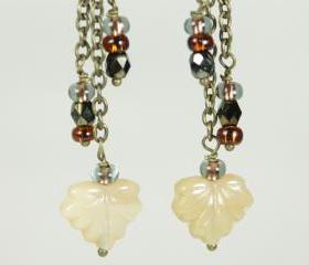 autumn leaf earrings golden yellow dangle
