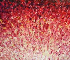 Original Abstract Acrylic Modern Painting Hypnotic Sunrise FREE SHIPPING Impasto Cream Rose Pink Magenta Red Art 16 x 20 Wedding Love