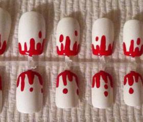 Blood drip, hallowwen, dexter nails
