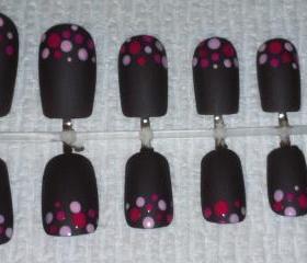 Brown Matte with pink polka dots