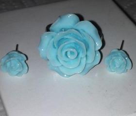 Vintage rose ring and earring set