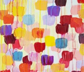 Original Dotty Abstract Acrylic Painting Polka Dot FREE SHIPPING 11 x 14 Wow Colorful Autumn Art Fall Christmas Gift Home Decor Bold Style