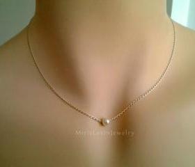 Pearl Necklace - Special SALE - White Pearl Pendant Necklace - single freshwater pearl on sterling silver chain.