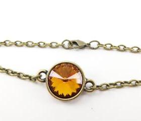 Citrine Bracelet November Birthstone Jewelry Chain Bracelet Birthstone Bracelet Rivoli Crystal