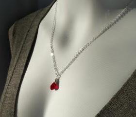Wire Wrapped Ruby Red Necklace Bridal Wedding Bridesmaid Dark Red Jewelry Sterling Silver Necklace Crystal Jewelry Briolette