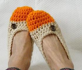 Crochet Slippers for Women Two Toned Orange Sherbert