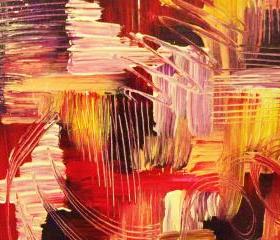 Original Abstract Acrylic Painting. Pink Red Purple Rhapsody in Magenta FREE SHIPPING Love Wedding Decor 12 x 12 Xmas Gift Under 100