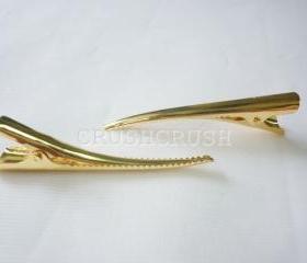  25pcs 55mm gold ALLIGATOR Hair clips with pad And TEETH C34