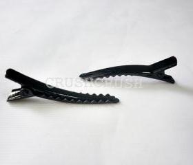  50pcs 45mm Black Single Prong Alligator Hair Clips with Teeth C21