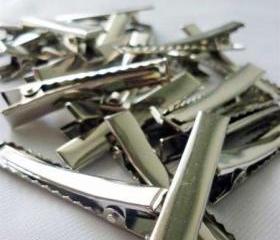  50pcs 35mm Silver plated Alligator hair clip with Teeth C5