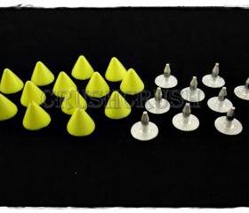  15pcs 8mm Lime Green Cone SPIKES RIVETS Studs Dog Collar Leather Craft RV895
