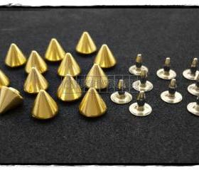  15pcs 8mm Gold Cone SPIKES RIVETS Studs Dog Collar Leather Craft RV895