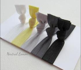 Elastic Hair Ties - Set of 5 - Neutral Lemon Collection - Mane Accessory