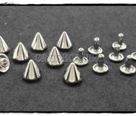  15pcs 10mm Silver Cone SPIKES RIVETS Studs Dog Collar Leather Craft RV898