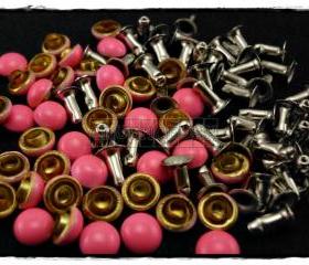  50pcs Shocking Pink Domed Rivets Rapid Stud RV186