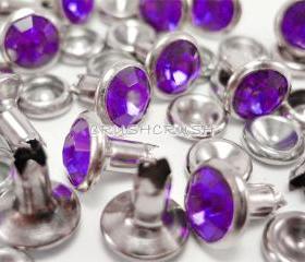  40Set 8mm Purple Synthetic Crystal RIVETS Leather RV678