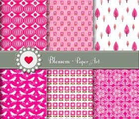 Hot Pink Digital Scrapbooking Paper - Printables - DIY Projects - Personal and Commercial Use - 1391