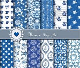 Blue and White Porcelain - Digital Scrapbooking Paper - DIY Projects - Personal and Commercial Use - 1394