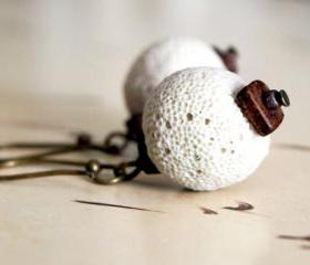 Ivory lava stone earrings-Boho Chic Rustic Earrings