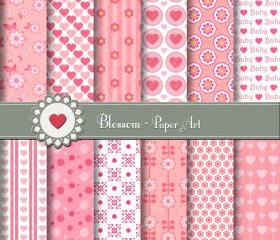 Baby Pink Digital Paper - Scrapbooking - Baby Shower - DIY Projects - Personal and Commercial Use - 1397